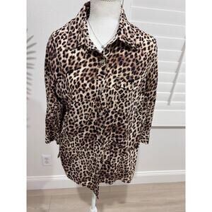 Karen Scott Leopard Print Top Size M